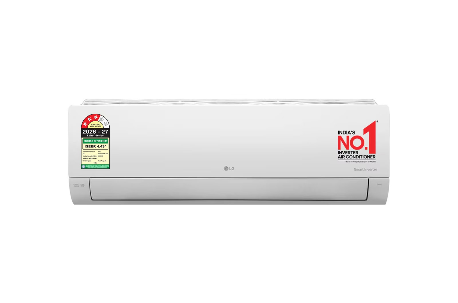 Front view of LG 3 Star (1.5) Split AC, AI Convertible 6-in-1, Diet Mode+, Viraat Mode, ADC Sensor, 4.4 kW, 2026 Model AS-Q18HWXE
