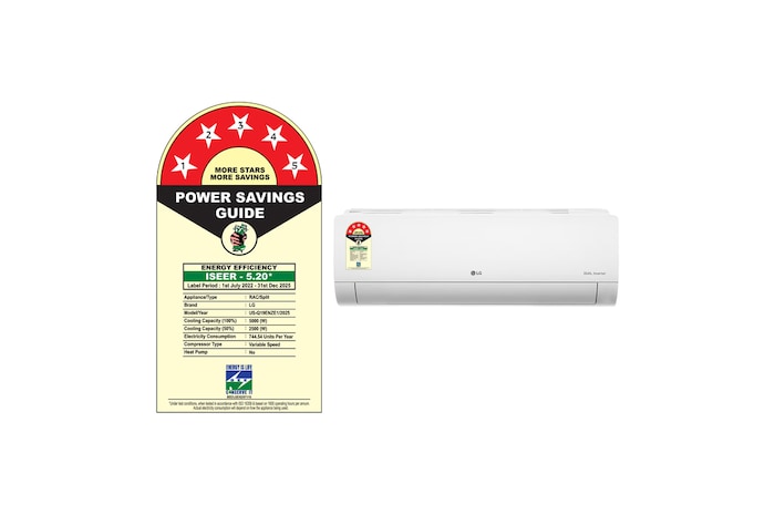 LG 5 Star (1.5) Split AC, AI Convertible 6-in-1 Cooling, Auto Clean, Anti Virus Protection, 5.0 kW, 2025 Model, US-Q19ENZE1