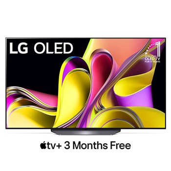 LG OLED77B3PSA Front view with LG OLED and 10 Years World No.1 OLED Emblem.