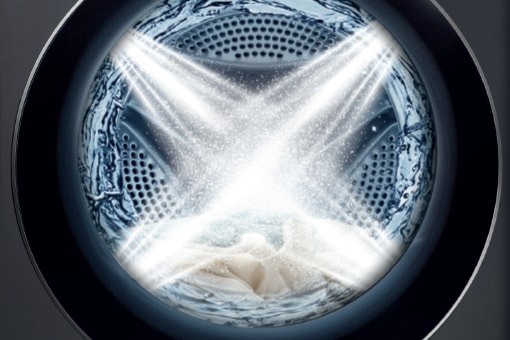 This is an image of water coming out of the washing machine in 5 directions.