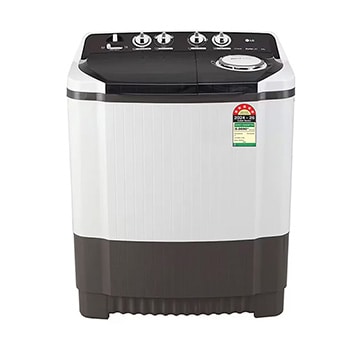 Front view of LG 8Kg Semi Automatic Washing Machine, Roller Jet Pulsator + Soak, Dark Grey, 5 Star P8015SGAZ