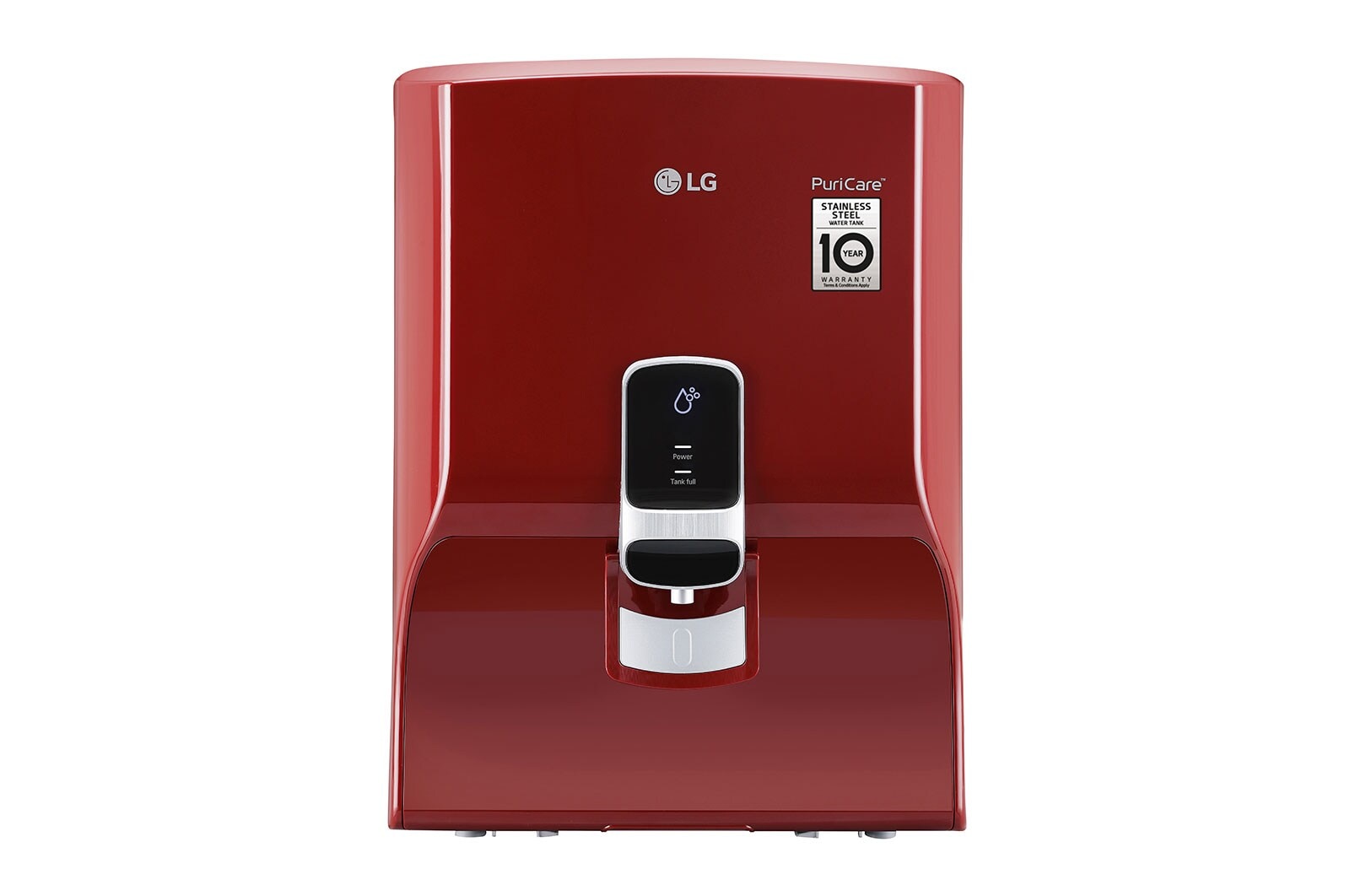 8L RO Mineral Booster Water Purifier with Steel Tank Red
