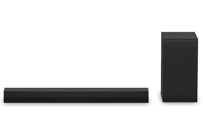 Immagine frontale della soundbar col subwoofer