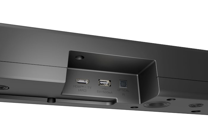 Dettaglio degli ingressi della soundbar