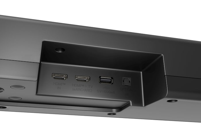 Dettaglio degli ingressi della soundbar
