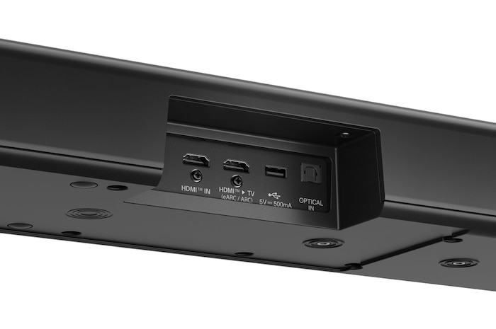 Dettaglio degli ingressi sulla soundbar