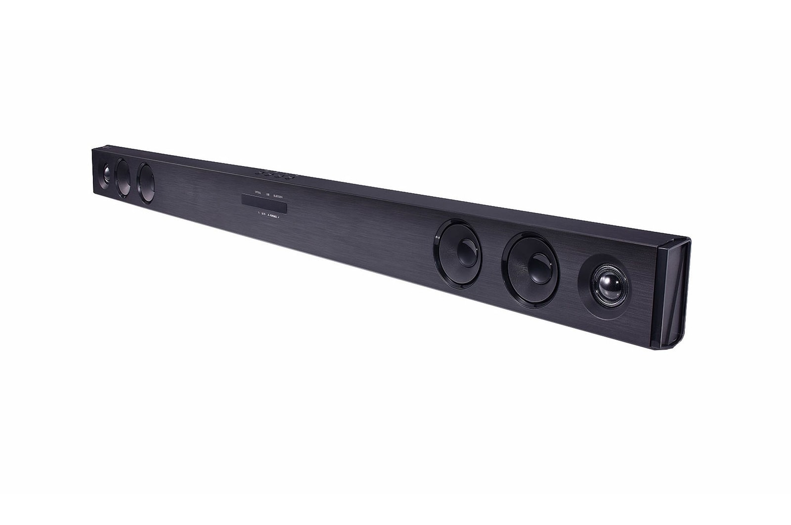 Immagine della soundbar orientata verso sinistra a tre quarti