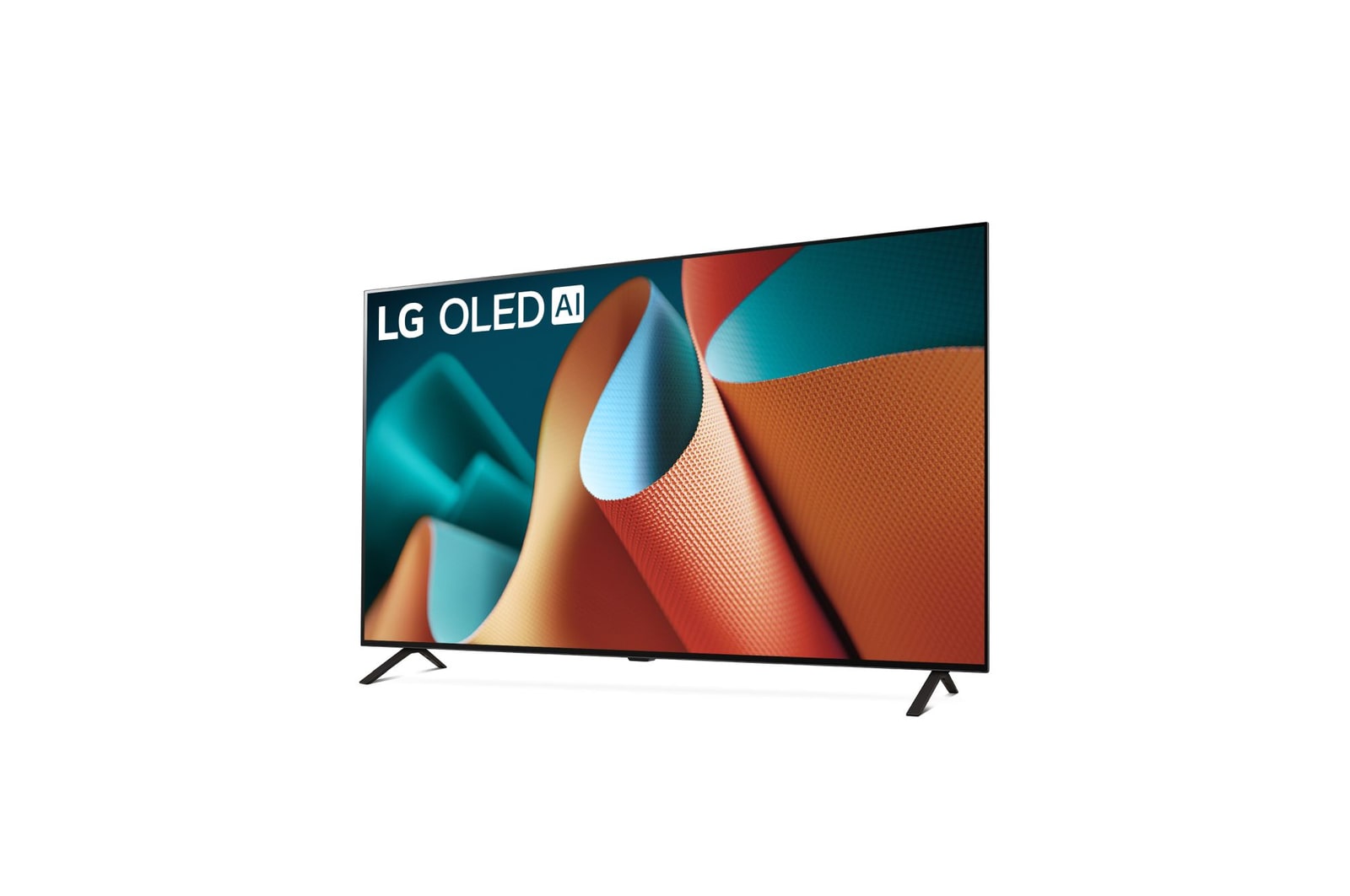 Vista laterale leggermente angolata verso sinistra del TV OLED LG, OLED B4
