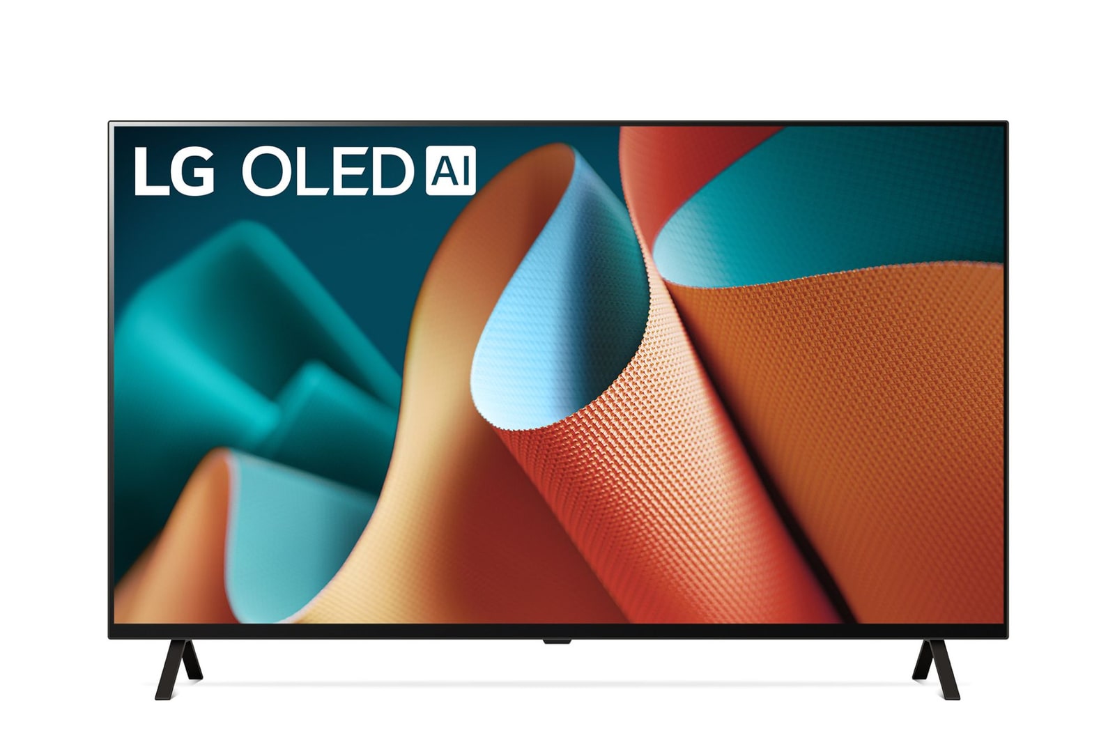 Vista frontale del TV con l'emblema di brand n°1 nei TV OLED da 11 anni e il logo del programma di aggiornamento webOS Re:New