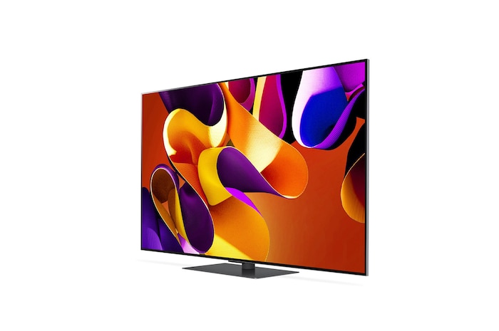Vista laterale leggermente inclinata verso sinistra del TV LG OLED evo, OLED G4