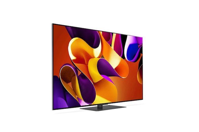Vista laterale leggermente inclinata verso destra del TV LG OLED evo, OLED G4
