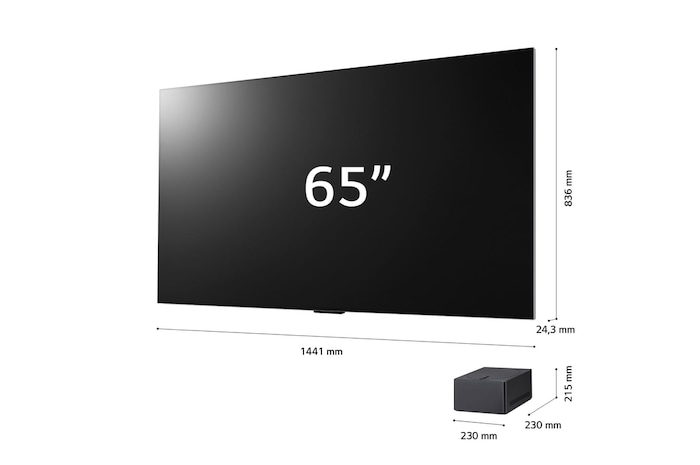 A Zero Connect Box in front of an LG OLED evo M4, and a red Wi-Fi signal and red beam emitting towards the TV. The TV displays a ballerina dancing solo on stage.