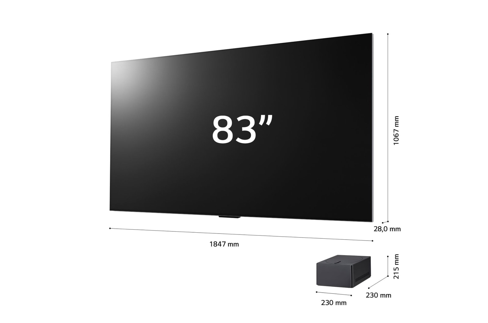 A Zero Connect Box in front of an LG OLED evo M4, and a red Wi-Fi signal and red beam emitting towards the TV. The TV displays a ballerina dancing solo on stage.