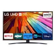 Immagine frontale del TV con la scritta Novità 2024 in alto. Sullo schermo ci sono i loghi Netflix, NOW, Prime Vide, Rai Play e Disney+.