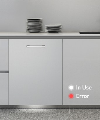 Immagine della porta della lavastoviglie con due frecce che indicano l'apertura automatica a fine ciclo. Del vapore fuoriesce dall'apertura.