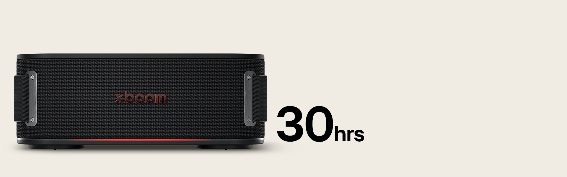 Vista frontale di xboom Bounce con la sua luce accesa.
