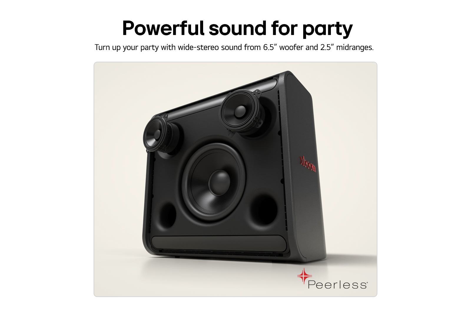 Immagine a tre quarti dello speaker xboom Stage 301