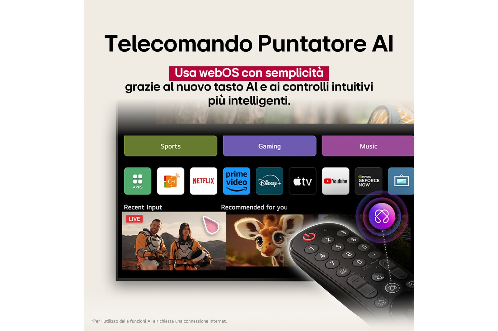 Telecomando puntatore AI TV 65NANO81A6A