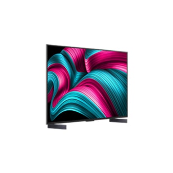 Vista leggermente inclinata della Smart TV LG OLED evo AI C5 4K