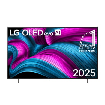 Vista frontale di una TV 65 pollici LG OLED evo AI C5 4K Smart TV 2025 OLED65C55LA