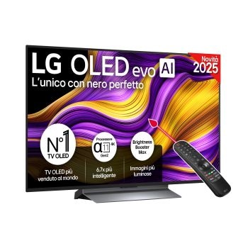 Vista frontale di una TV 48 pollici LG OLED evo AI G5 4K Smart TV 2025 OLED48G56LS