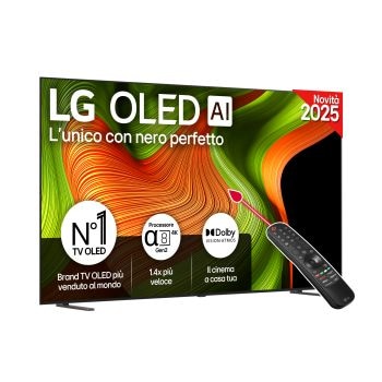 Vista frontale di una TV 83 pollici LG OLED AI B5 4K Smart TV 2025 OLED83B56LA