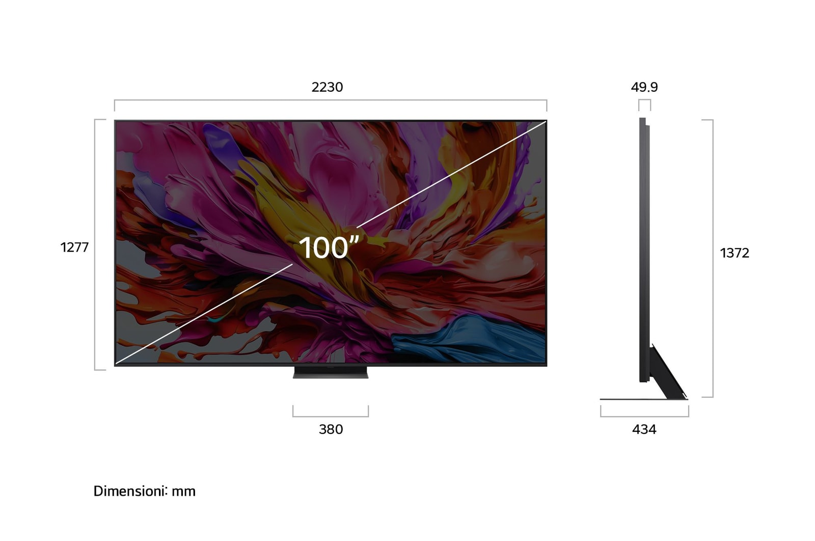 Dimensioni del TV LG QNED86