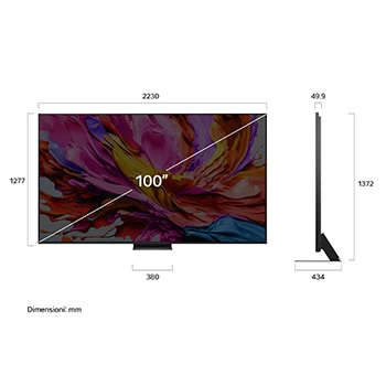 Dimensioni del TV LG QNED86