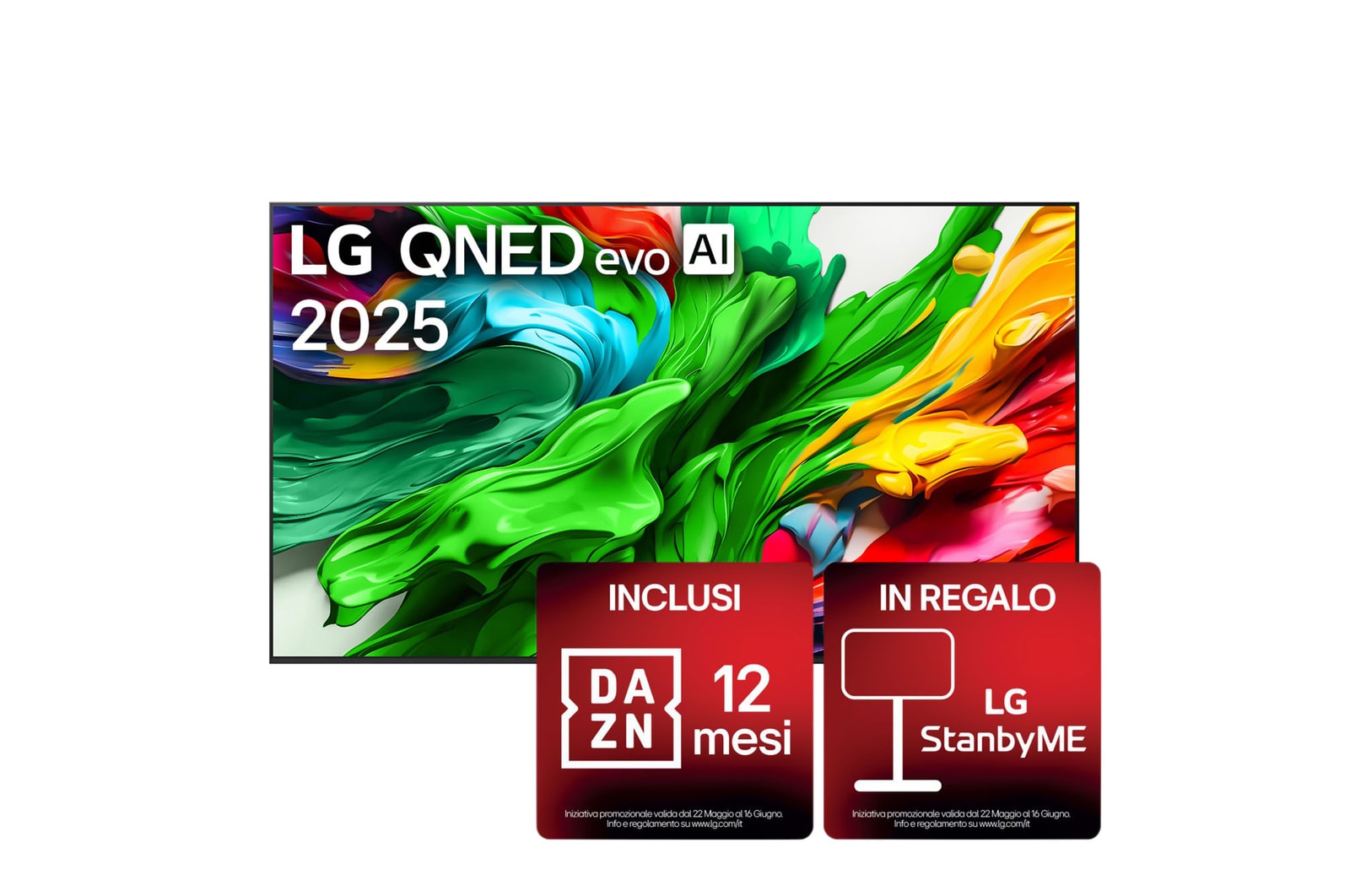 Foto frontale del TV LG QNED evo AI QNED86 100