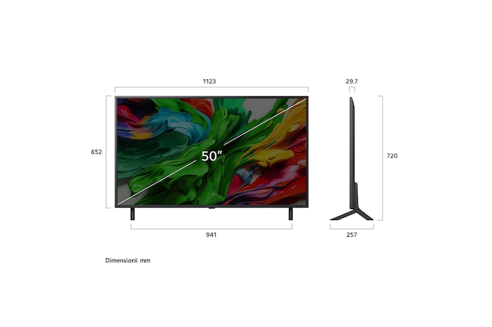 Dimensioni del TV LG QNED86