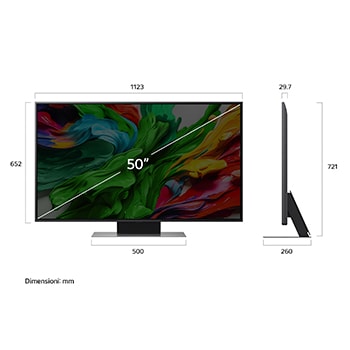 Dimensioni del TV LG QNED86