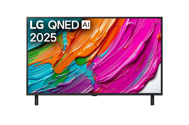 Vista frontale di TV 43 pollici LG QNED AI QNED8E 4K Smart TV 2025 43QNED8EA6B