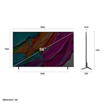 Dimensioni del TV LG QNED8E 86 pollici