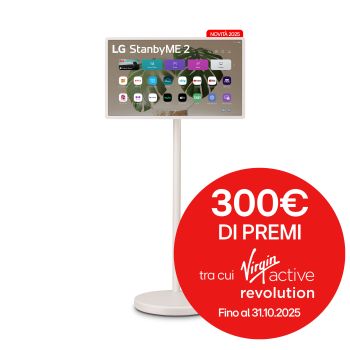 Vista frontale di StanbyME 2 sullo stand a stelo