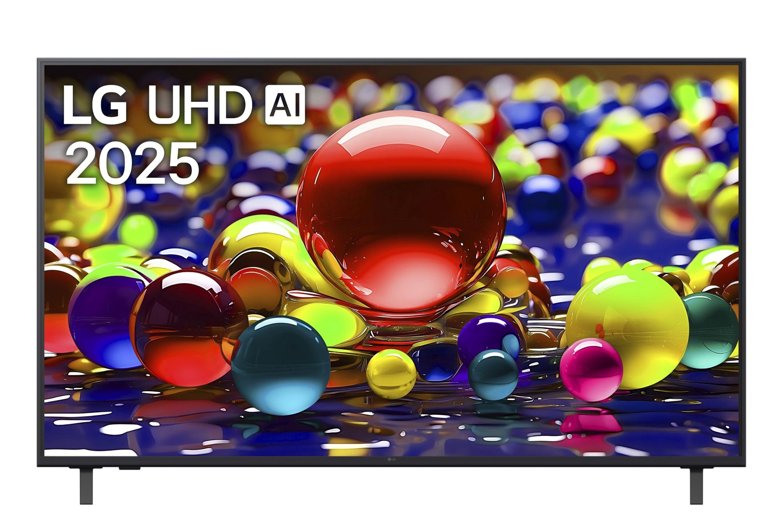 Vista frontale di una TV 65 pollici LG UHD AI UA74 4K Smart TV 2025 65UA74006LB