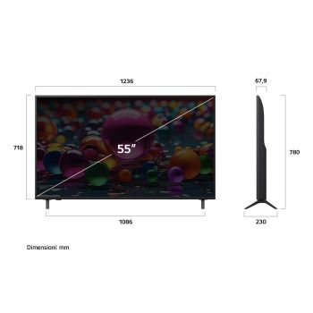 Dimensioni del TV LG 55UA74006LB
