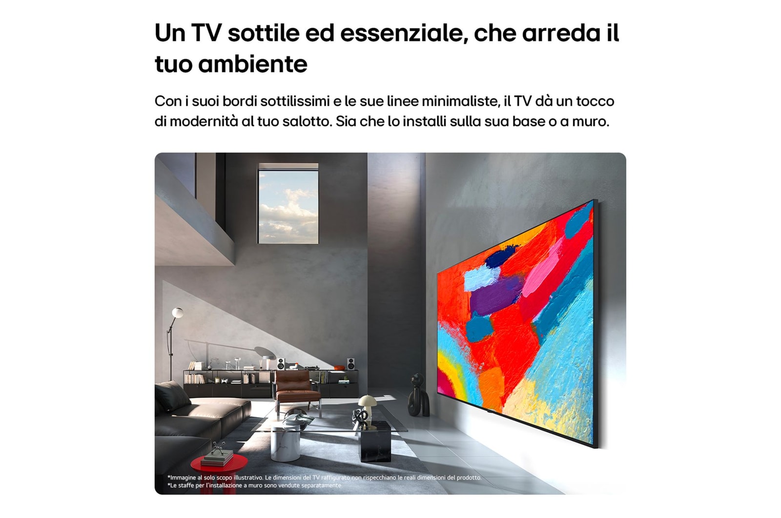 Caratteristica TV sottile ed essenziale