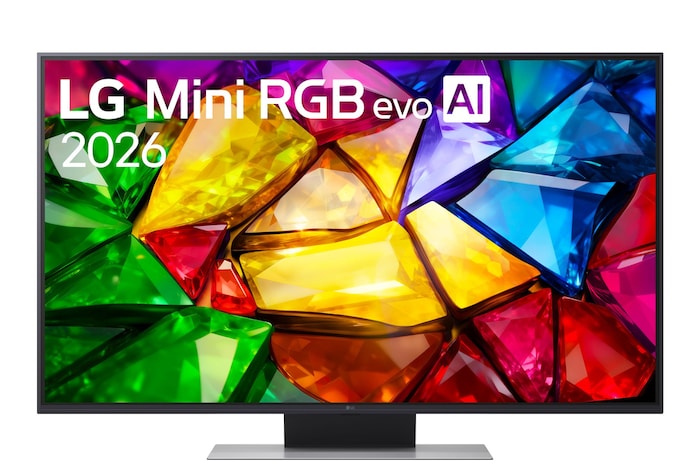 Vista frontale LG 50MRGB87B6B, TV 50 pollici LG Mini RGB MRGB87