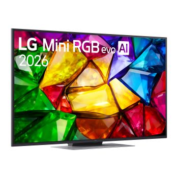 TV 55 pollici LG Mini RGB MRGB88 vista frontale con la scritta LG Mini RGB evo AI 2026 e immagine a colori vivaci sul display.