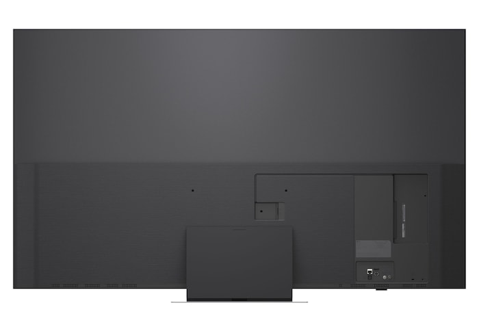 TV 65 pollici LG Mini RGB MRGB87 vista posteriore del televisore con pannello nero e comparti tecnici sul