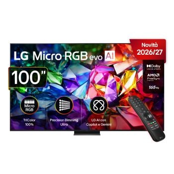 Vista frontale di TV 100 pollici LG Micro RGB MRGB96 4K Smart TV 2026 100MRGB96B6