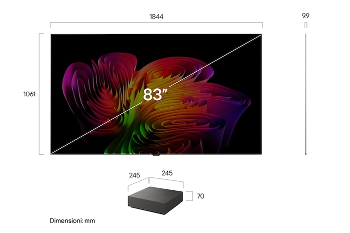 Immagine dimensioni TV 2026 OLED83W69LA
