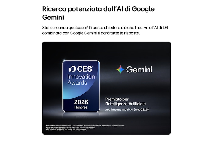 Ricerca potenziata dall'AI di Google Gemini TV 2026 OLED83W69LA