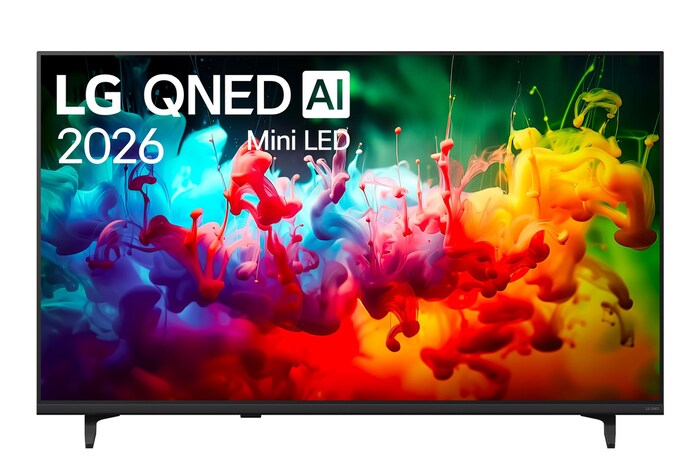 Vista frontale LG 50QNED70B6C, TV 50 pollici LG QNED AI MiniLED QNED70B
