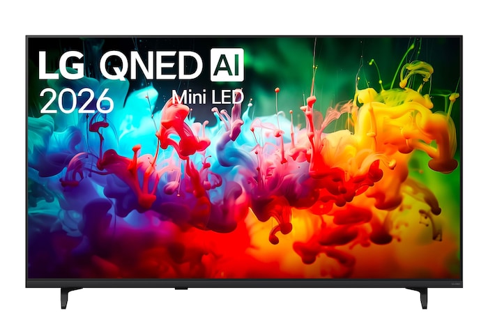 Vista frontale LG 55QNED70B6C, TV 55 pollici LG QNED AI MiniLED QNED70B