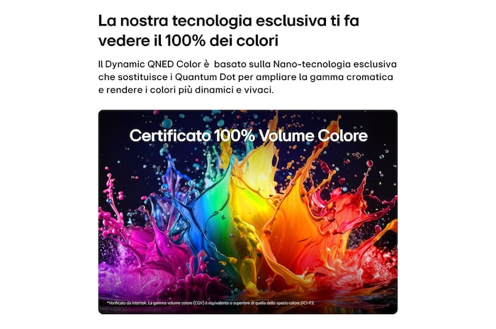 TV 55 pollici LG QNED AI MiniLED QNED70B con certificazione 100% Volume Colore e immagine di colori vivaci e saturi.