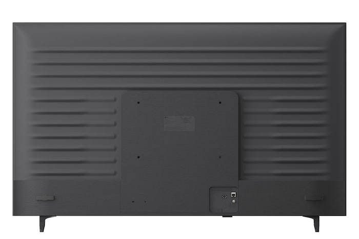 TV 55 pollici LG QNED AI MiniLED QNED70B vista posteriore frontale con pannello tecnico e linee orizzontali del design Linear Flow.