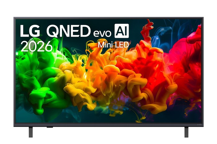 Vista frontale del TV LG QNED evo AI QNED80B Mini LED 65QNED80B6B