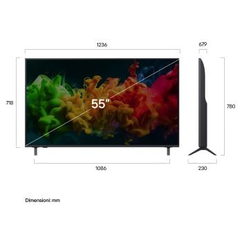Dimensioni del TV LG QNED evo AI QNED80B Mini LED 65QNED80B6B