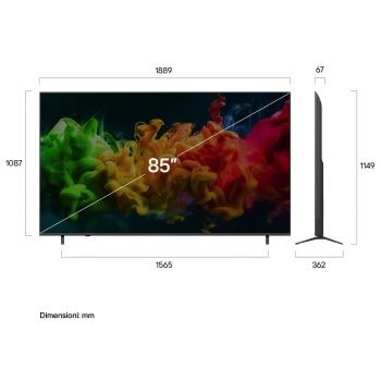 Dimensioni del TV LG QNED evo AI QNED80B Mini LED 85qned80b6a